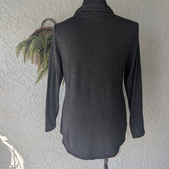 Soft Surroundings Drawstring Cowl Neck Top Size x Long Sleeve Blue Viscose Blend - Picture 5 of 7